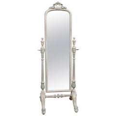 Italian Painted Wooden Cheval Mirror with Neoclassical Decor, Early 20th Century