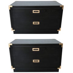 Pair of Campaign Style End Tables or Nightstands, 1970s