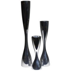 Collection of Nambe High Polished Silver Metal Alloy Candleholders