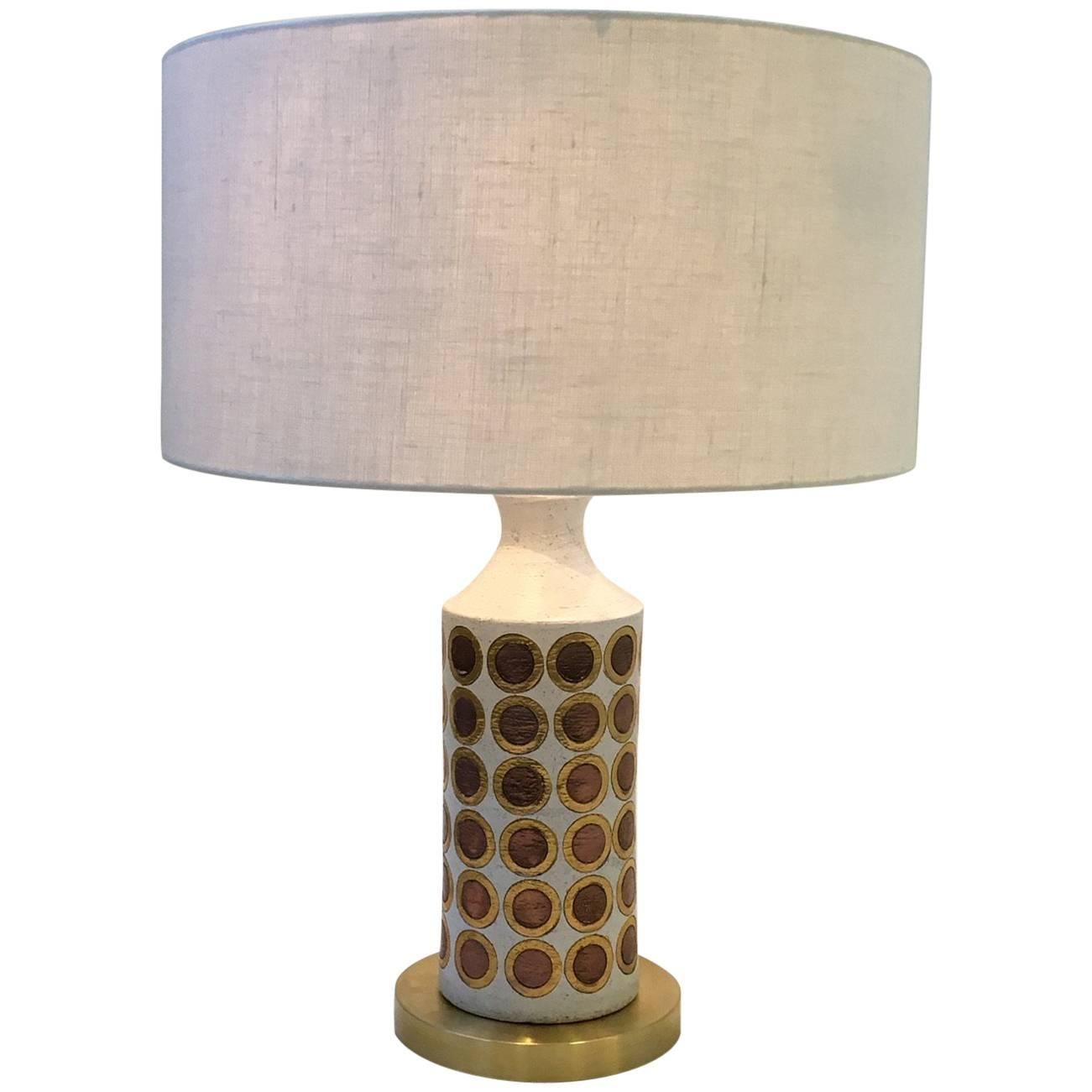 Italian Ceramic and Brass Table Lamp by Bitossi For Sale
