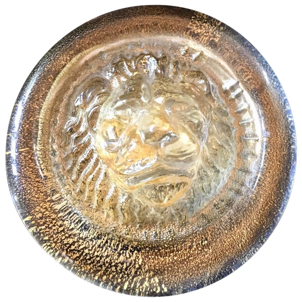 Italian Murano Glass Leo Lion Paper Weight Ornament after Versace