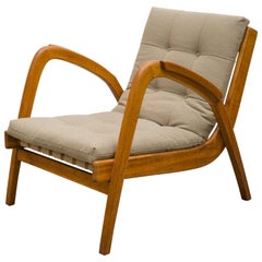 Czech Oak Wooden Armchair by Antonin Kropacek for Ceske Umelecke Dilny, 1950s 10