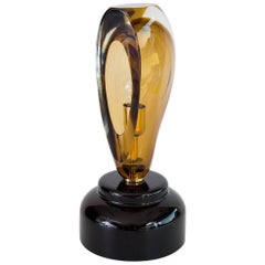 Italian Table Lamp Sculpture in Amber and Black Murano Glass, 1990s