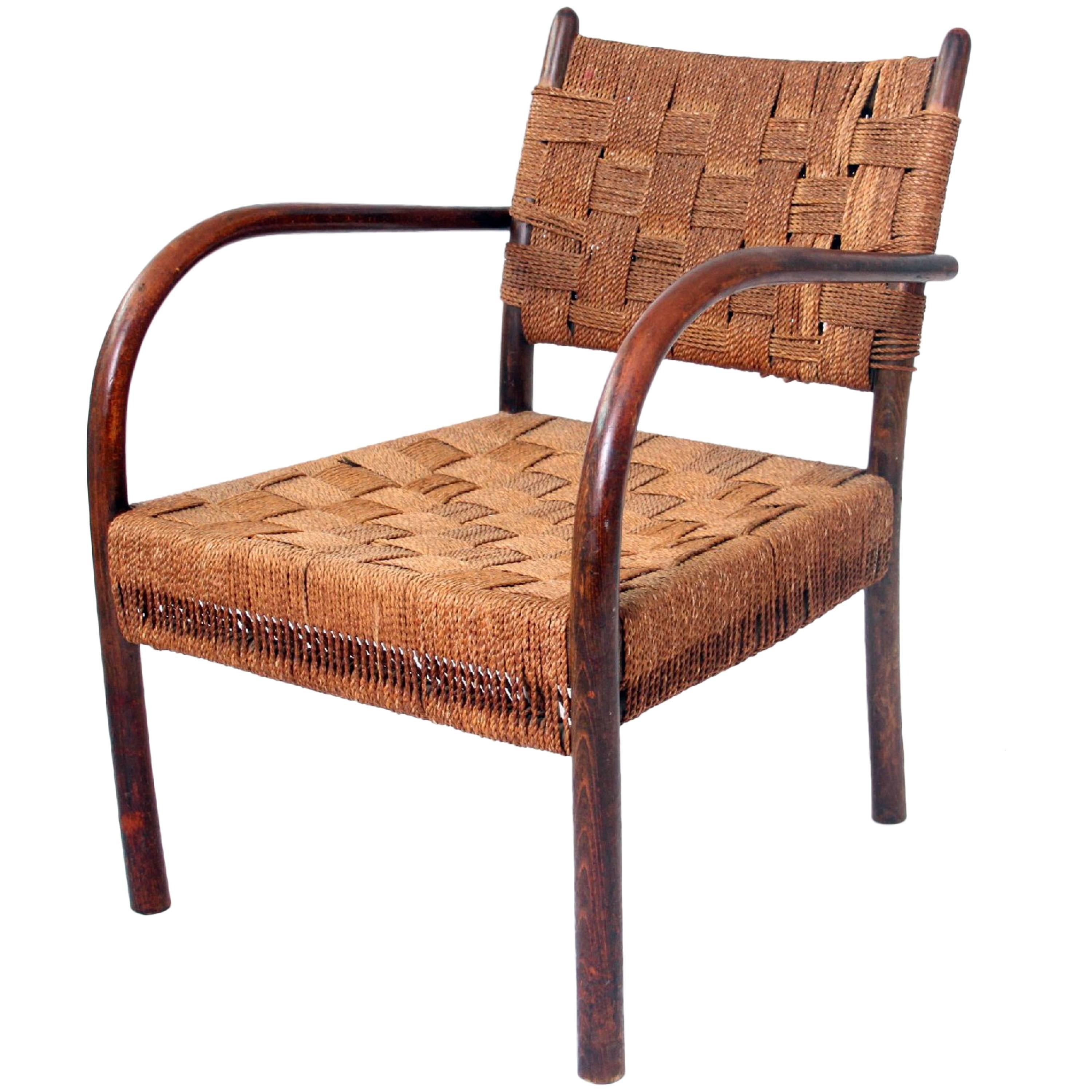 Frits Schlegel Beech and Seagrass Armchair, 1930s
