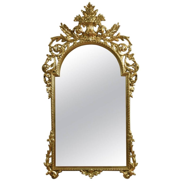 Large Baroque Style Giltwood Wall Mirror For Sale at 1stdibs