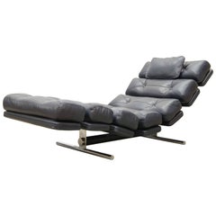 Lord, Chaise Longue in Leather Made by Belgian Company Gervan