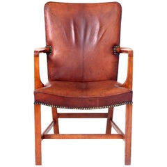 Kaare Klint, High Back Armchair in Original Niger Leather, 1940's. 