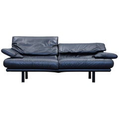 B&B Italia Alanda Designer Sofa Leather Black Two-Seat Function Couch Modern