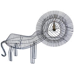 Large Modernist Wire Lion Sculpture