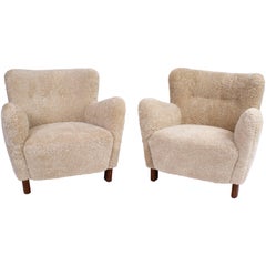 Fritz Hansen Pair of Easy Chairs, Model 1669, 1930s