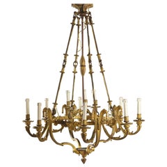 Elegant Round Bronze Chandelier, Italy, Second Half of the 19th Century