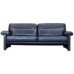 De Sede DS 70 Designer Sofa Leather Black Three-Seat Couch Modern