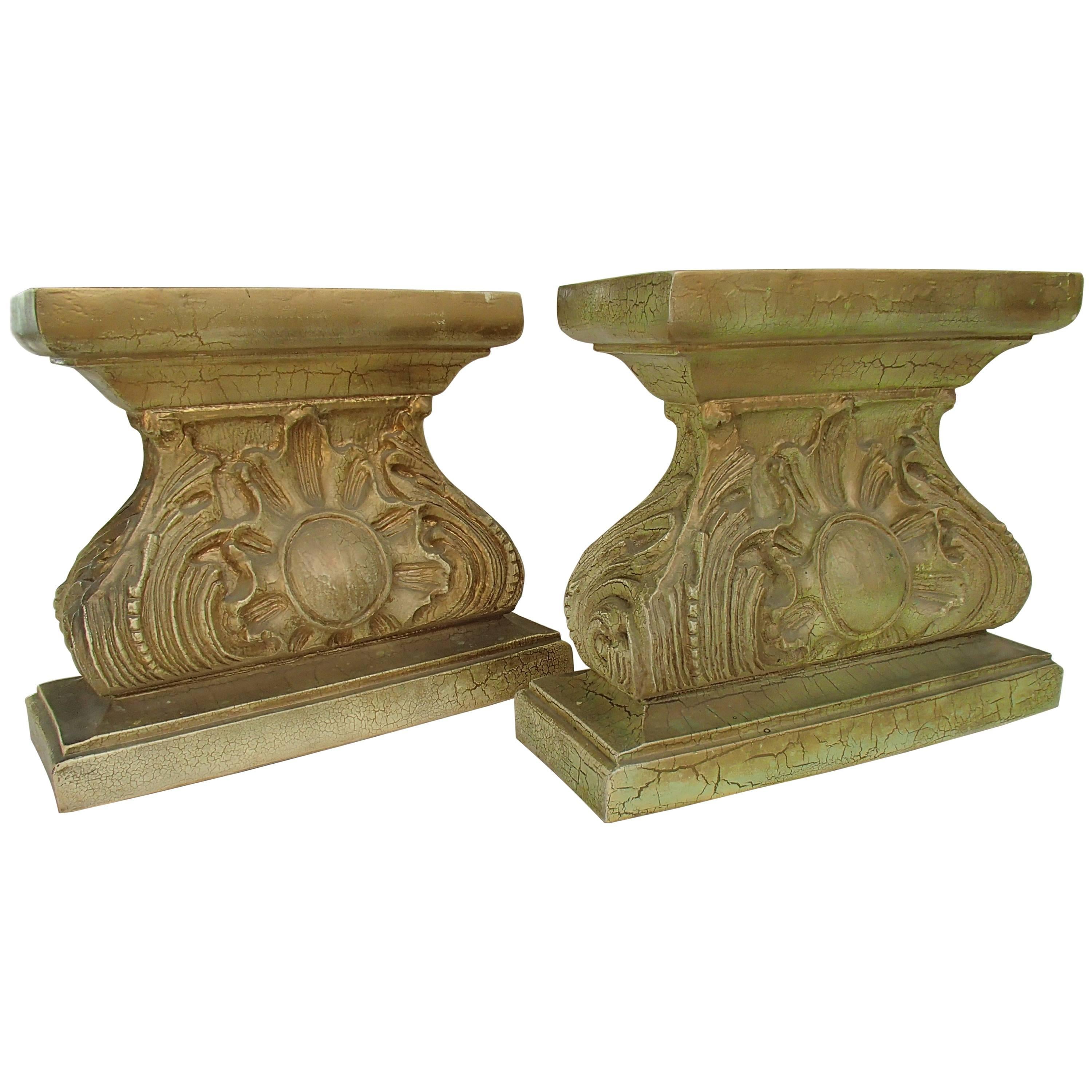 Mid-Century Pair of Golden Wood and Plaster Legs in a Rococo Baroc Manner For Sale
