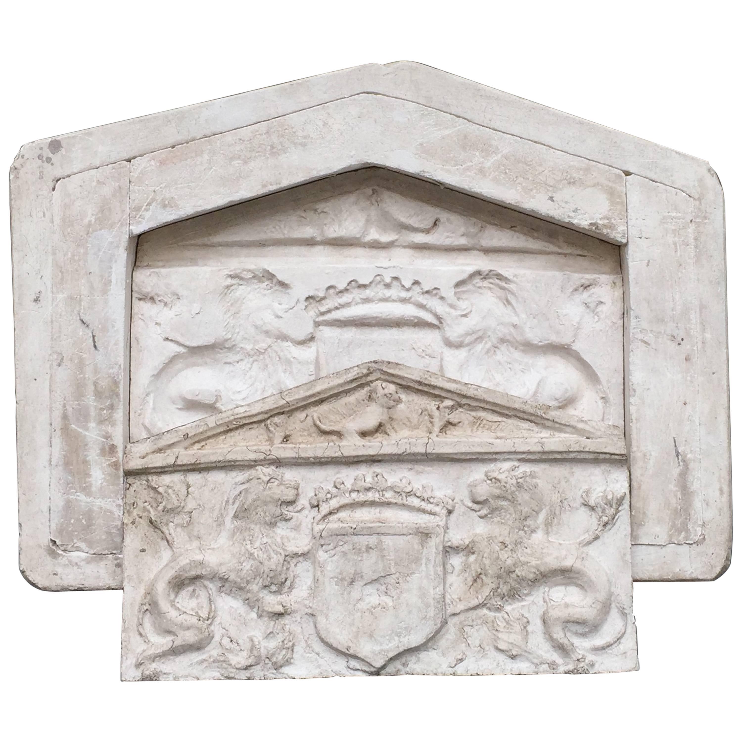 19th Century Plaster Mold for Architectural Armorial Pediment