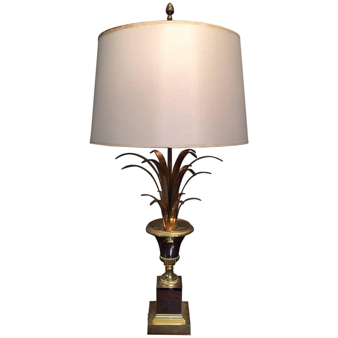Maison Charles Style Chrome and Gold Pineapple Lamp For Sale