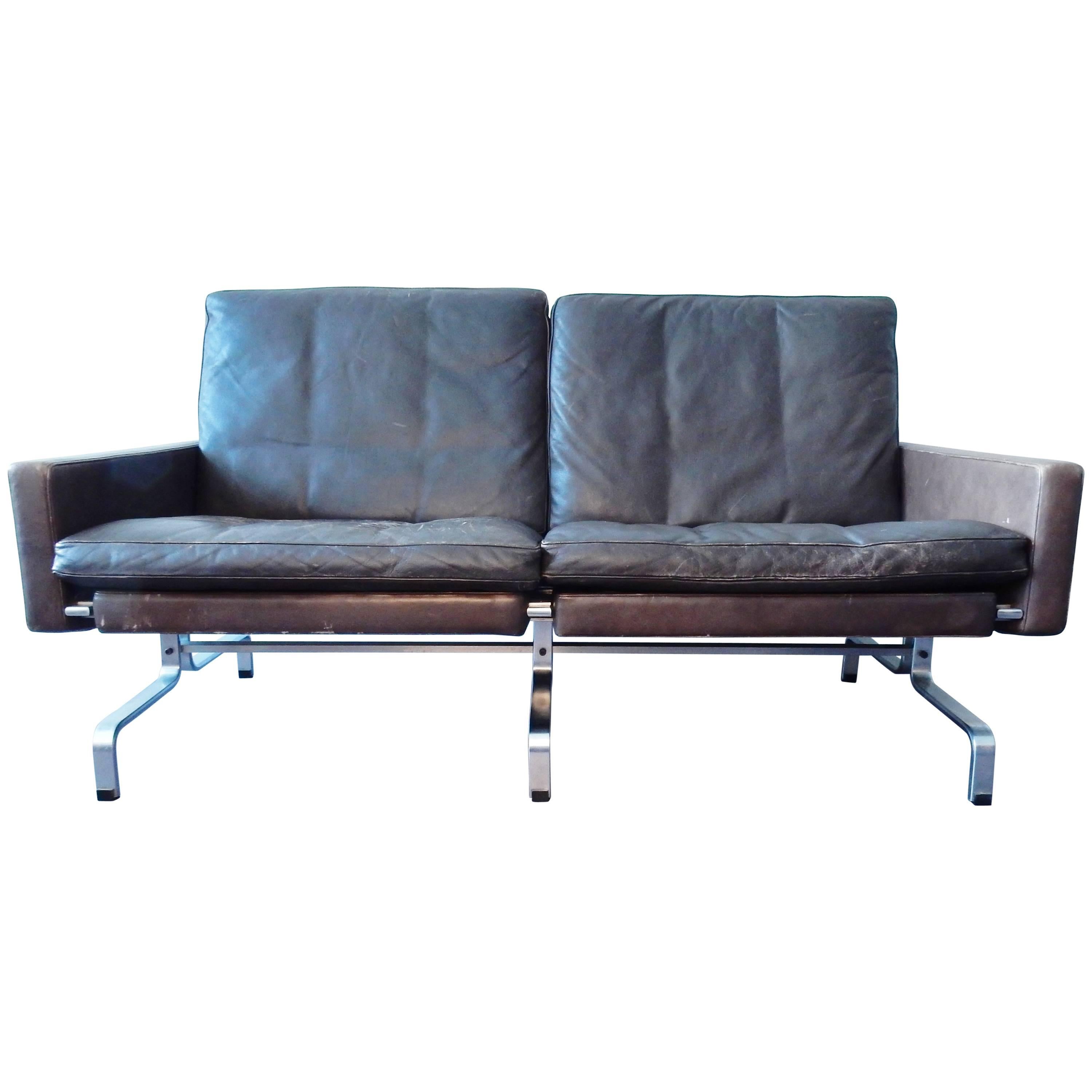 PK 31/2 Sofa in Brown Leather by Poul Kjaerholm for E. Kold Christensen, Denmark