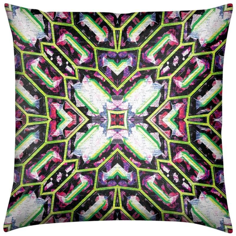 Palmares Print Lime Pebble Pillow by Lolita Lorenzo Home Collection For Sale