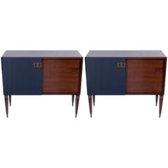 F.Lli Proserpio Signed Pair of Mid-Century Sliding Doors Cabinet Sideboard 1960
