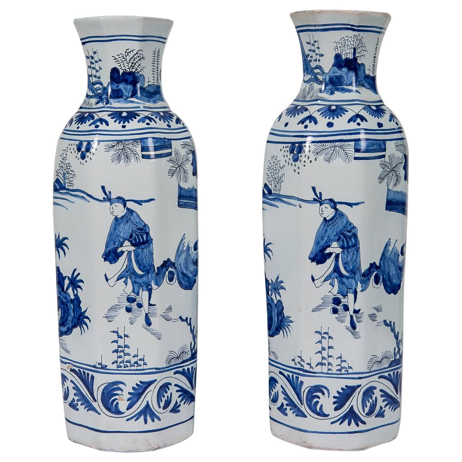 Blue and White Delft Vases Antique