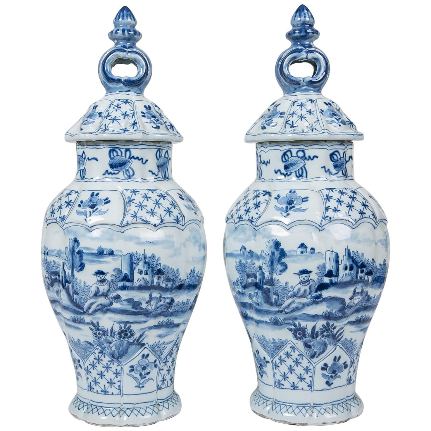 Blue and White Delft Vases