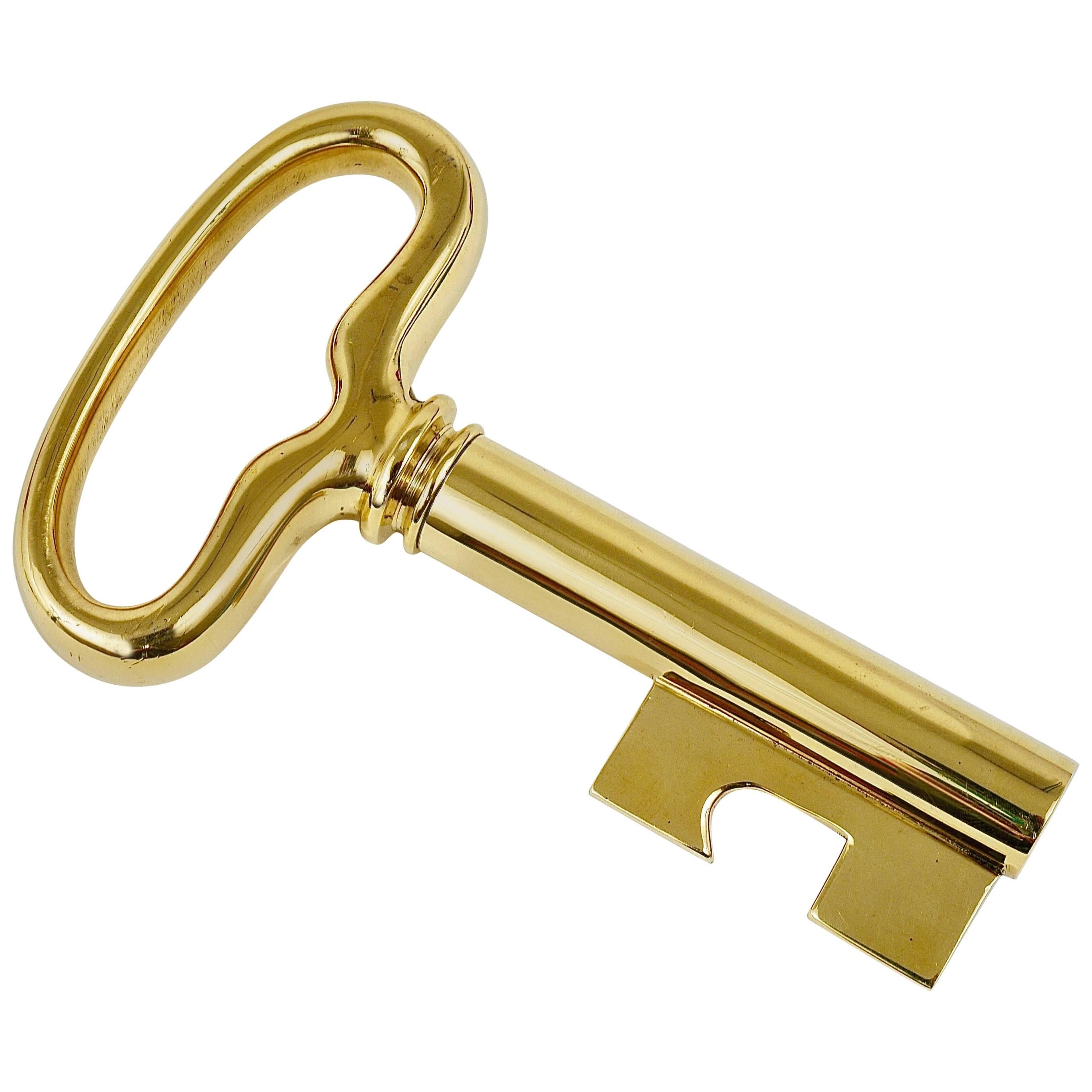 Extra Large Carl Auböck Brass Key Cork Screw, Bottle Opener, Austria, 1950s For Sale