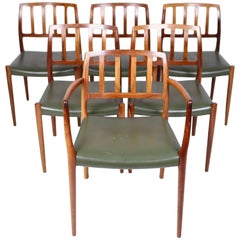 Niels O. Mller, ensemble de six chaises de salle à manger en bois de rose des Indes orientales