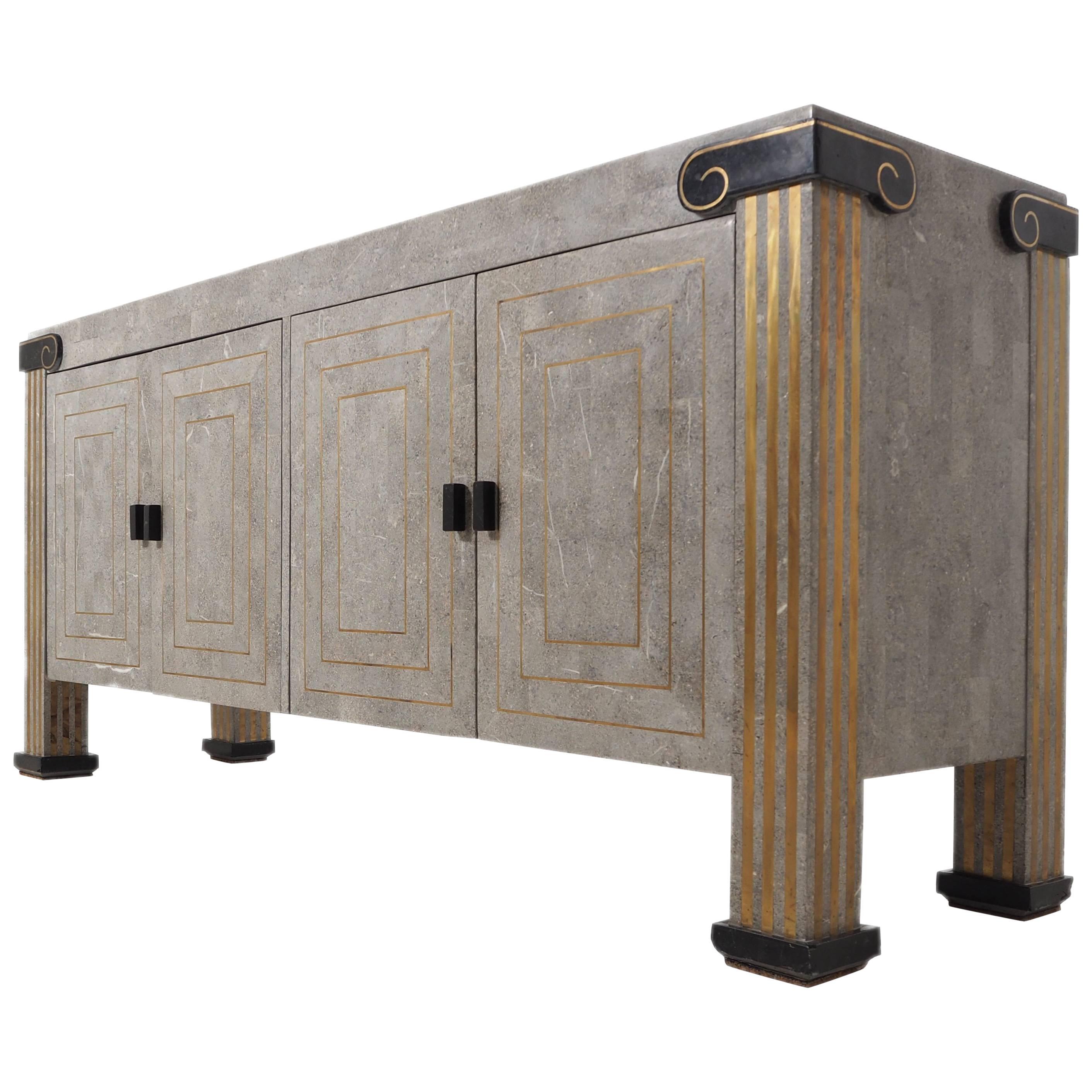 Mid-Century Maitland-Smith Tessellated Marble Sideboard For Sale