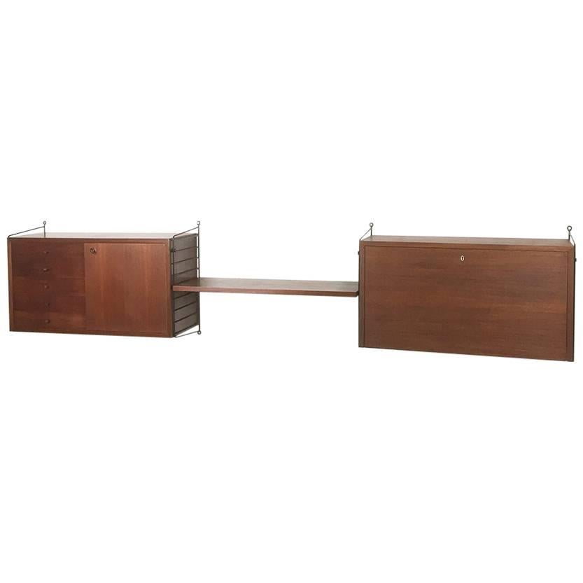 Modernist Teak String Wall Board by Nisse Strinning for String AB, Sweden, 1960