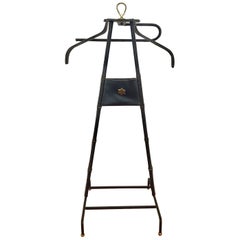 Rare 1950s Jacques Adnet Black Leather Valet