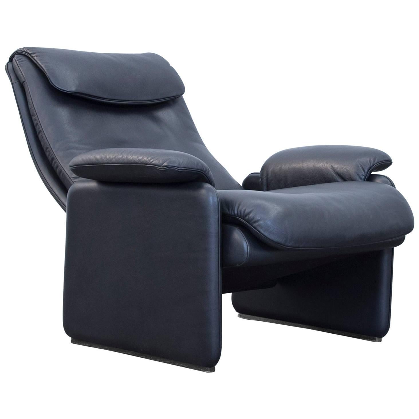 De Sede Designer Armchair Leather Black One-Seat Function Couch Modern