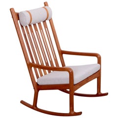 Chaise à bascule Jacob Kjær en teck, Danemark, années 1960
