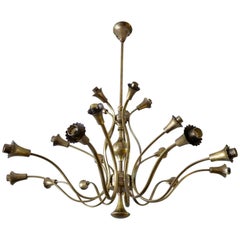 Italian Brass 20-Arm Chandelier Attributed to Arredoluce 10