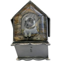 Victorian Silver and Essex Crystal Dog Kennel Vesta Case, Thomas Johnson, 1880