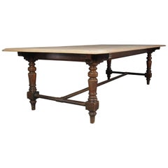19th Century Large Mahogany Dining Table with Bleached Top
