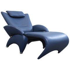 De Sede Ds 260 Designer Leather Chair Long Chair Blue Function Modern