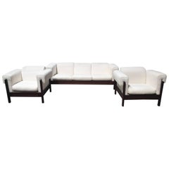 Mid-Century Modern Italian Living Room Set Composed of Sofa and Armchairs