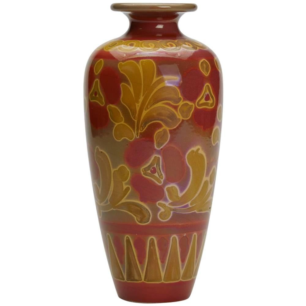 Burmantofts Faience Lustre Floral Vase Joseph Walmsley