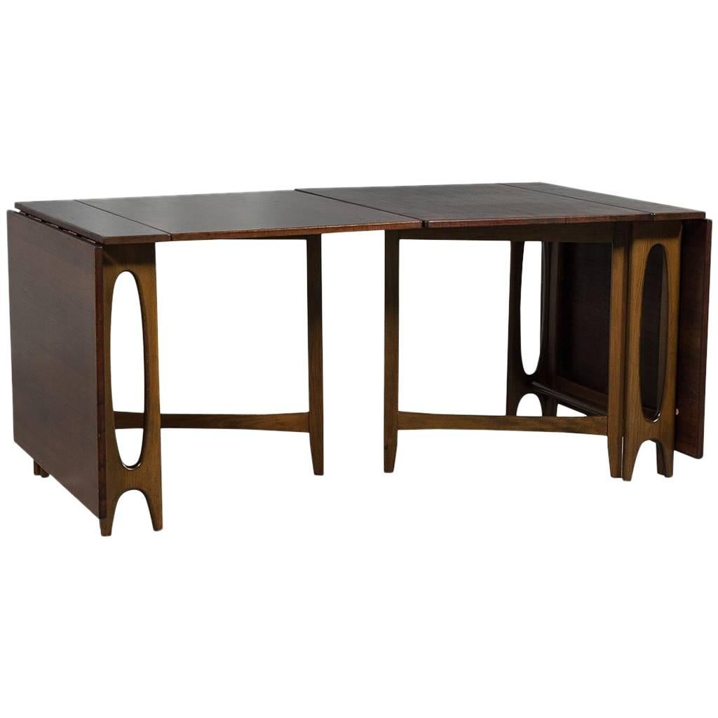 Mid-Century Modern Console Drop-Leaf Dining Table Set
