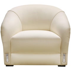 Lalique Maison Ivory Silk Classic Club Armchair with Raisins Crystal Panel