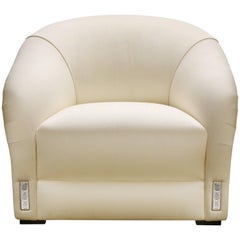 Lalique Maison Ivory Silk Classic Club Armchair with Raisins Crystal Panel 