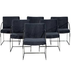 Set of Six Milo Baughman Chrome Armchairs 2