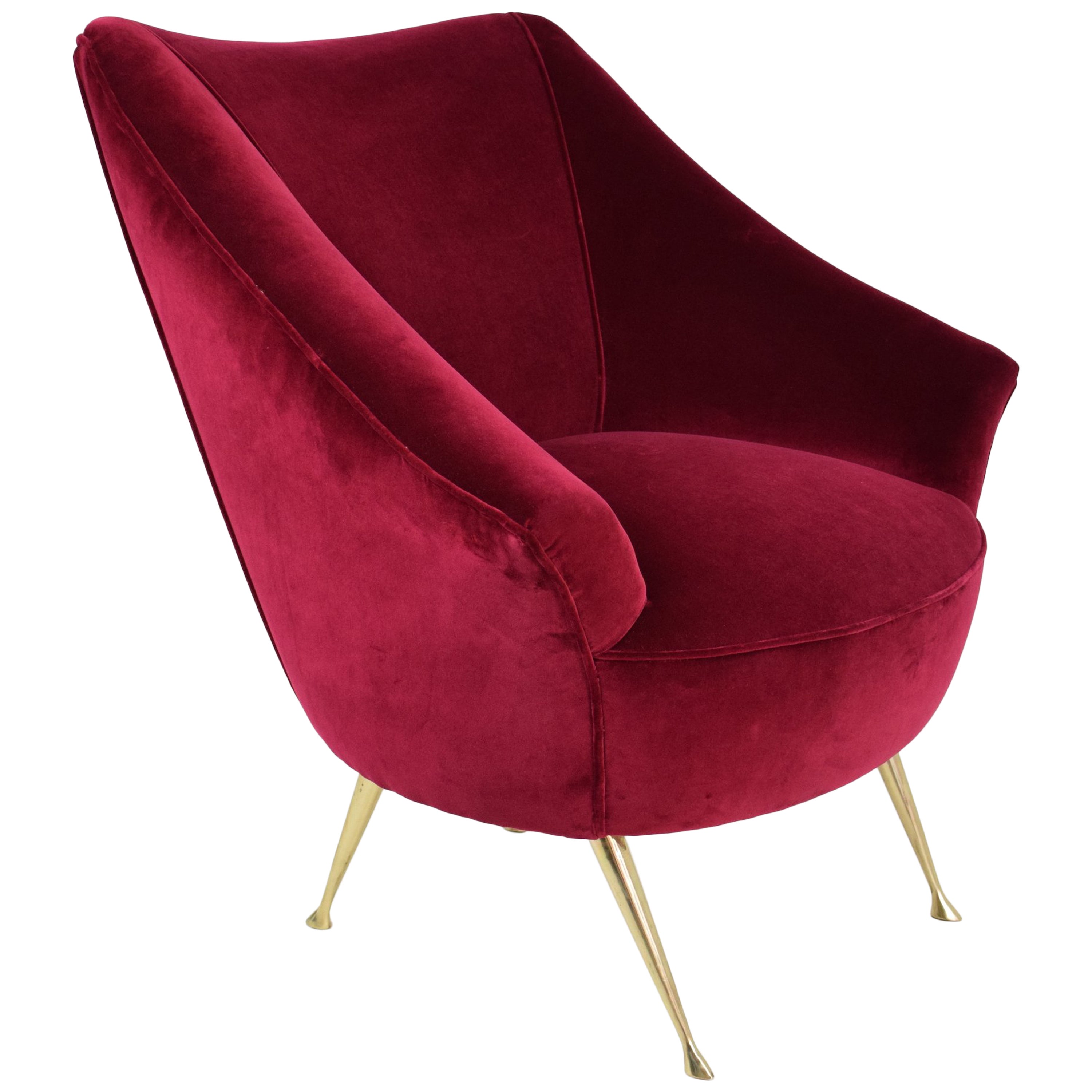 Italian MidCentury Modern Striped Velvet Armchairs For Sale at 1stDibs