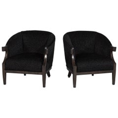 Pair of Black Luxurious Mid-Century Tub Chairs