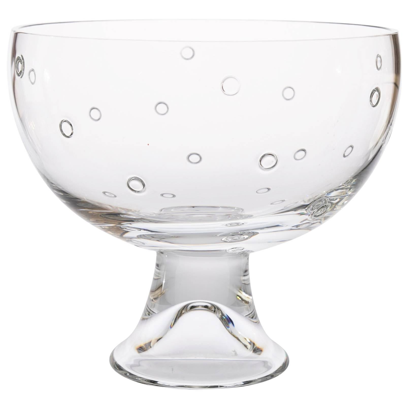 Large Steuben Footed Bowl with Floating Bubble
