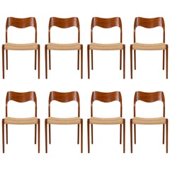 Set of Eight Teak Niels Moller #71 Dining Chairs
