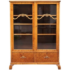 Antique Swedish Art Deco Cabinet Armoire Marquetry Inlaid Early 20th Century