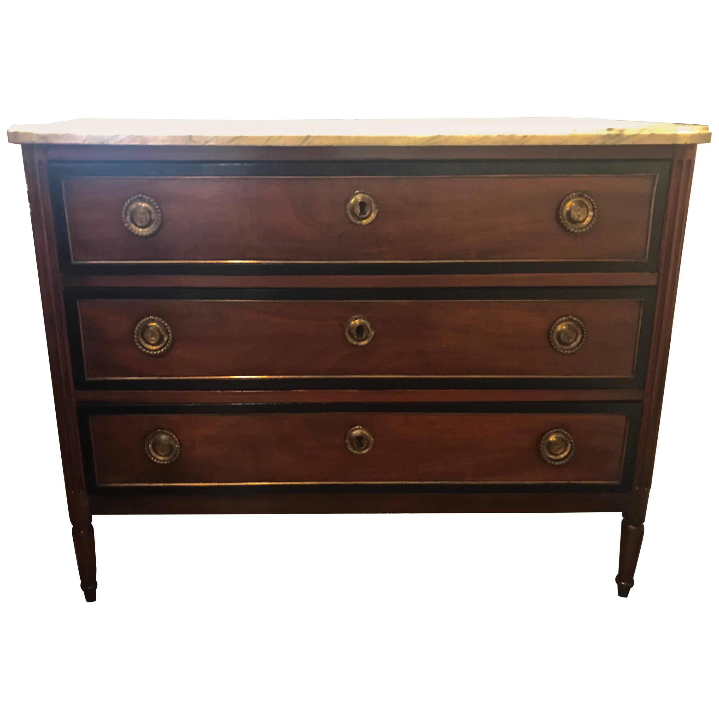19th Century French Regency Style Marble-Top Commode For Sale