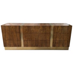 Milo Baughman for Thayer Coggin Rosewood and Brass Sideboard with All Drawers