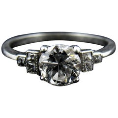 Antique Superb Edwardian Platinum and Diamond Engagement Ring