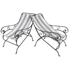 Pair of 1950s Wrought Iron Lounge Chairs by Salterini